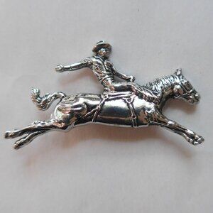 Bronco Rider Silver Tone Bolo Tie